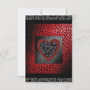 Convite Faux Ruby Leather Valintine Lace