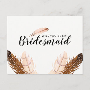 Convite Feather Watercolor Bridesmaid