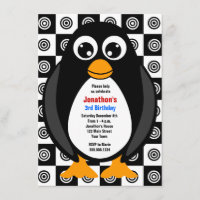 Convite feito sob encomenda bonito do pinguim da