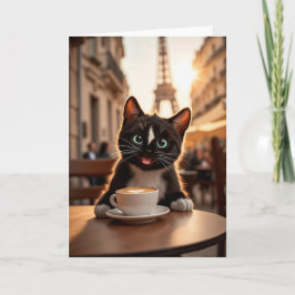 Convite Felini Cat em Paris | Latte Heart & Eiffel Tower