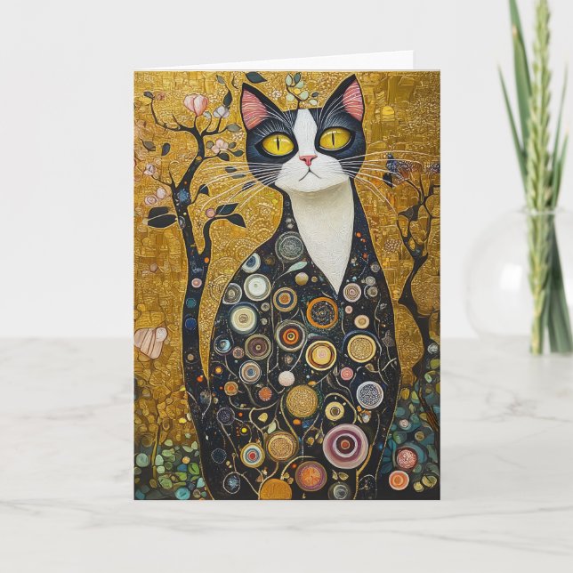 Convite Felino Celestial em Dourado (Frente)