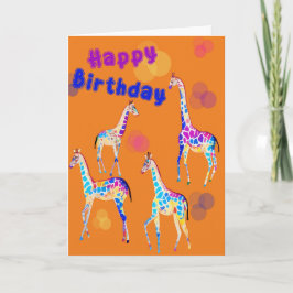 Convite Feliz aniversário Girafas crianças dobraram convit