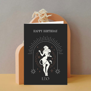 Convite Feliz Aniversário Místico Leo Zodiac Horoscope Car