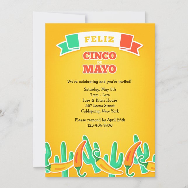 Convite Feliz Cinco de Mayo (Frente)