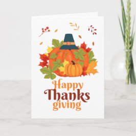 Convite Feliz Dia de Ação de Graças Pumpkin com Chapéus e