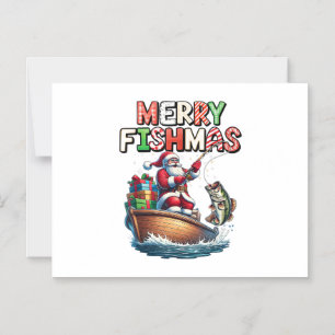 Convite Feliz Fishmas Papai Noel Amantes de Pesca Fun Love