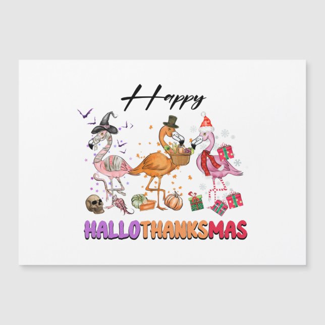 Convite Feliz HalloThanksmas 2022 Cute Flamingo (Frente)