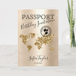 Convite Feliz Mapa de Passaportes de Aniversário a Qualque