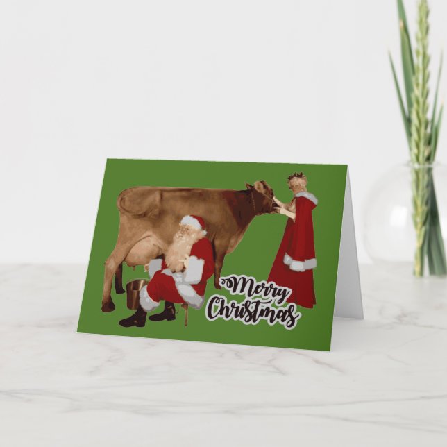 Convite feliz natal papai noel sra claus vaca (Frente)