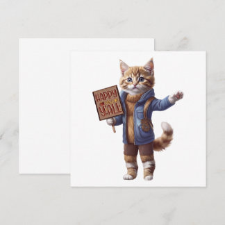 Convite Feliz Outono para Todos Gatinho de Outono