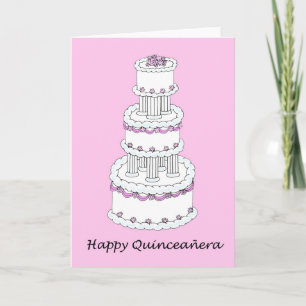 Convite Feliz Quinceañera Bonito Bolo.