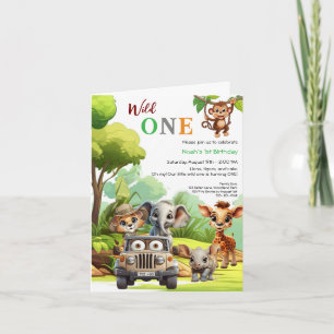 Convite Fera Pequena Animais da Selva Aniversário de 1 Ano