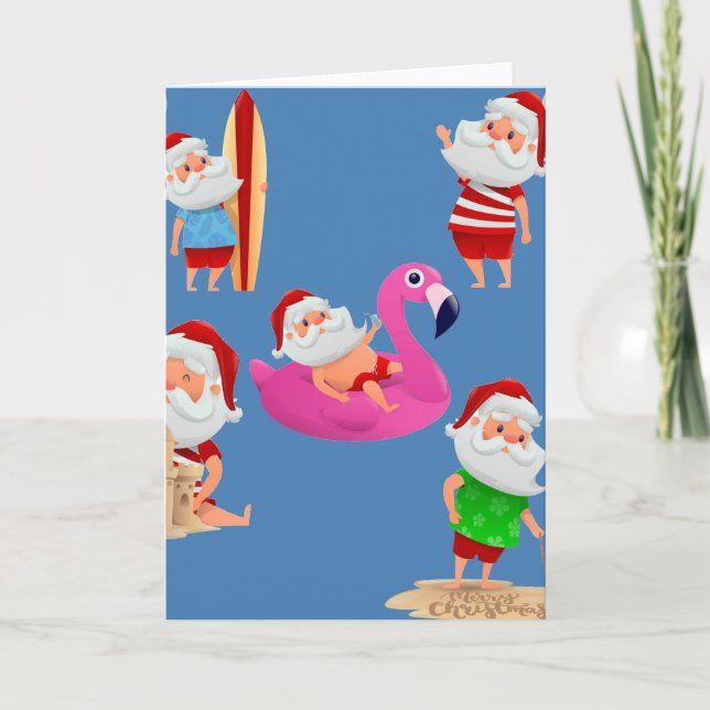 Convite férias na praia de natal do papai noel (Frente)