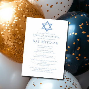 Convite Festa Artística Bat Mitzvah Estrela de Davi Azul