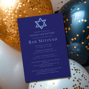 Convite Festa Artística de Bar Mitzvah Estrela de Davi Azu