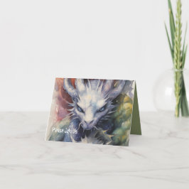 Convite Festa Azul de Cabeça de Dragão Branco