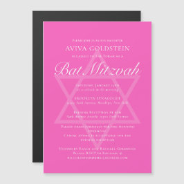 Convite Festa Bat Mitzvah Rosa Quente Estrela de Davi