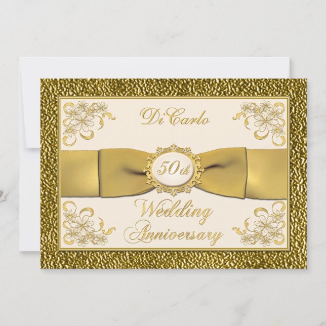 CONVITE Festa de 50 Anos Fita Impressa Floral (Frente)