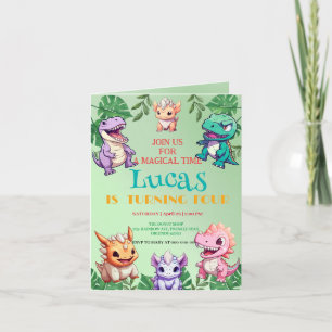 Convite Festa de aniversário de criança da selva de dinoss