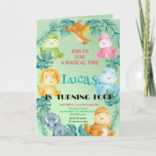 Convite Festa de aniversário de criança da selva de dinoss