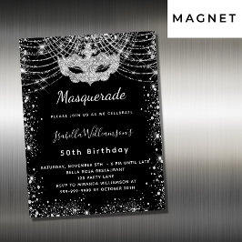 Convite festa de aniversário de luxo mascarada negro