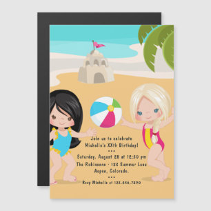 Convite Festa de Aniversário de Menina na Praia de Verão