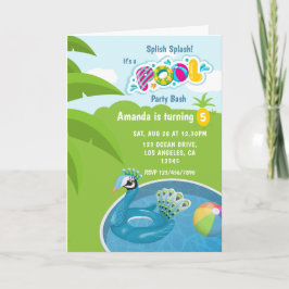 Convite Festa de aniversário de Piscina Peacock Floatie