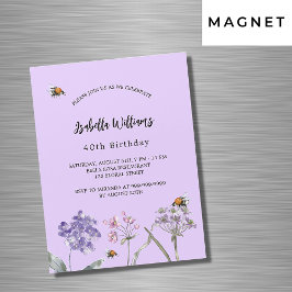 Convite Festa de aniversário flores silvestres violeta lux