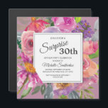 Convite Festa de aniversário Púrpura de 30 de flor selvage<br><div class="desc">Convite magnético quadrado à aniversário de 30 anos de flor silvestre,  cor-de-água,  roxo e cor-de-rosa,  colorida,  para mulheres. Entre em contato conosco para obter ajuda com a personalização ou para solicitar produtos correspondentes.</div>