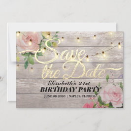 Convite Festa de aniversário Salvar As Luzes De Madeira Da