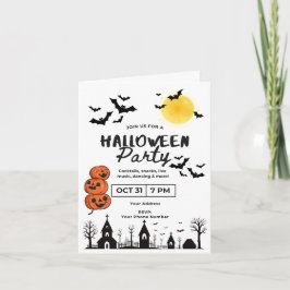 Convite Festa de Dia das Bruxas Divertida e Spooky com Jac