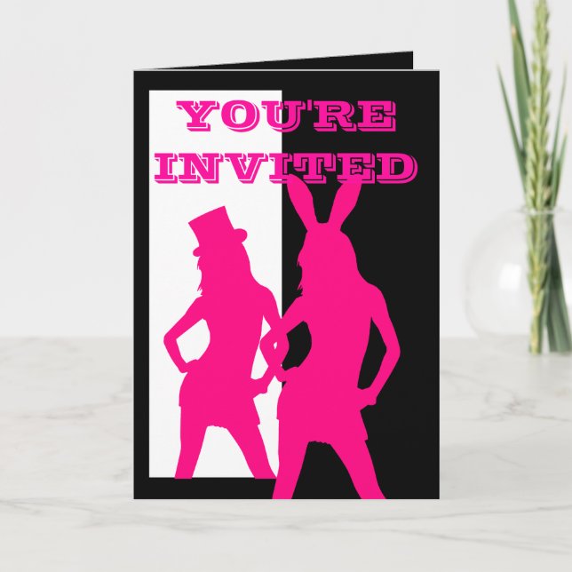 Convite Festa de garotas dançantes rosa (Frente)