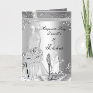 Convite Festa de Máscaras Fabuloso 50 Aniversário Prata
