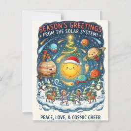 Convite Festa de Natal Caprichosa do Sistema Solar com pes