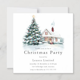 Convite Festa de Natal da Árvore de Natal Festiva e Neve