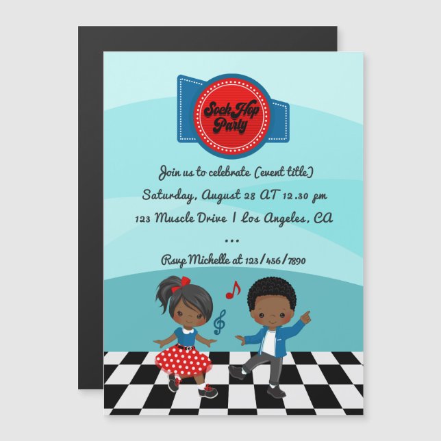 Convite Festa de Sock Hop de 4 de Julho (Frente/Verso)