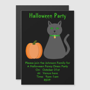 Convite Festa Personalizada de Gato e Abóbora do Halloween