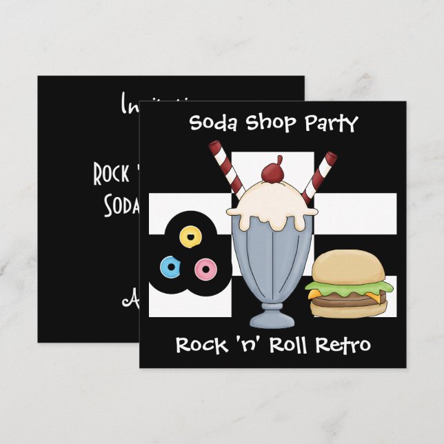 Convite Festa Rock 'n' Roll Lojas de Refrigerantes (Frente/Verso)