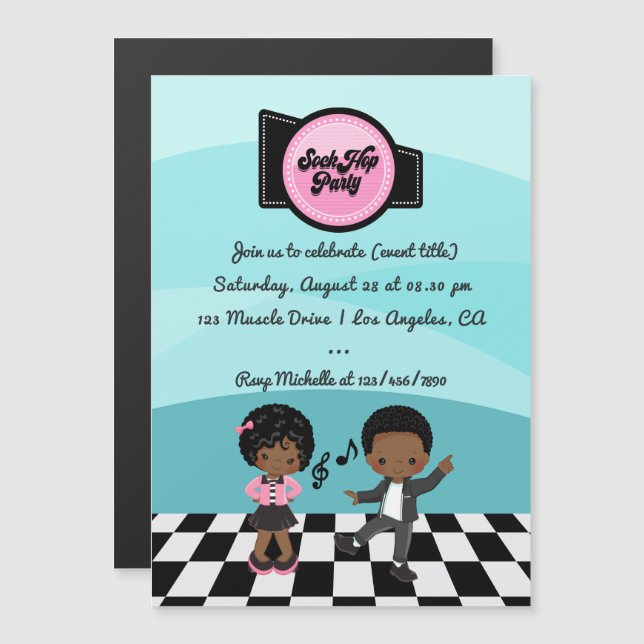 Convite Festa Sock Hop (Frente/Verso)