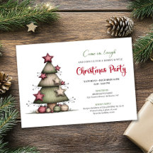Convite Festivo Árvore de Natal em Aquarela Excênt