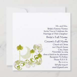 Convite festivo do casamento do quadrado da árvor