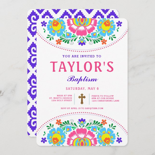 Convite Fiesta Baptism (Frente/Verso)