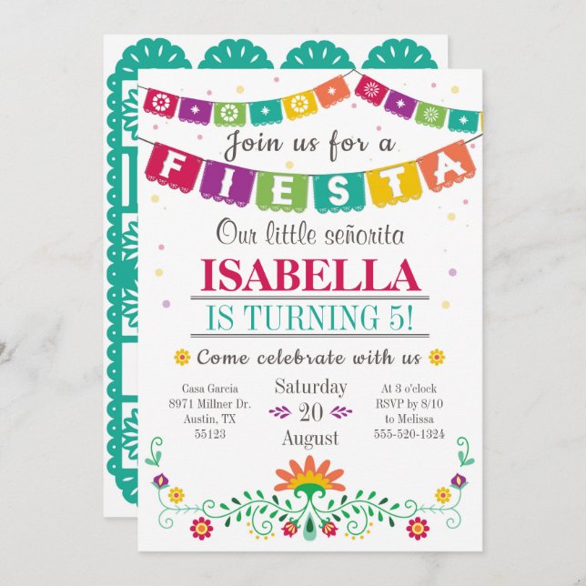 Convite Fiesta - Convite de Aniversário Todas as I (Frente/Verso)