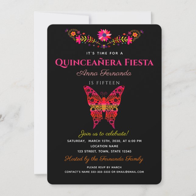 Convite Fiesta Quinceañera (Frente)