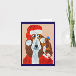 Convite Filhote de Basset contando ao Papai Noel seus dese