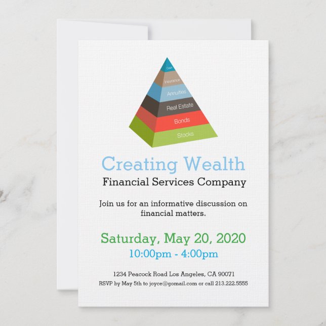 Convite financeiro da carta da pirâmide do (Frente)