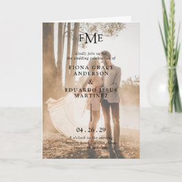 Convite Fiona Photo Bold Monograma Casamento Moderno