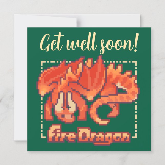 Convite Fire Dragon pixel art Get well soon (Frente)