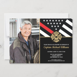 Convite Fireman Photo Red Line Flag Firefighter Retirement