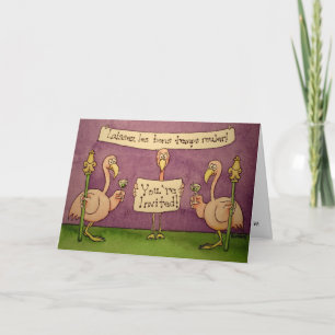 Convite Flamingo Line Invite Invitation Card Mardi Gras